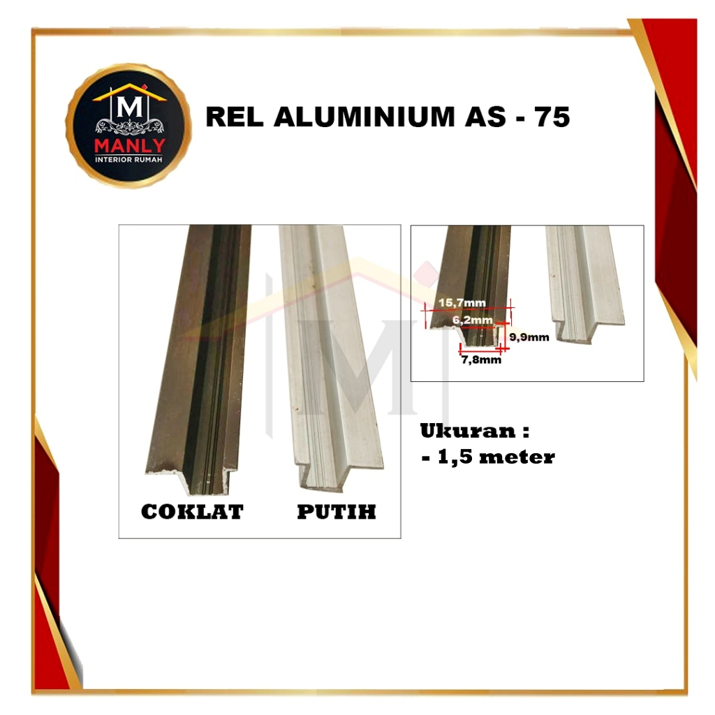 Rel Pintu Lemari Geser Sliding AS 75 Rel Tanam SD 385 Rel Alumunium 150 cm