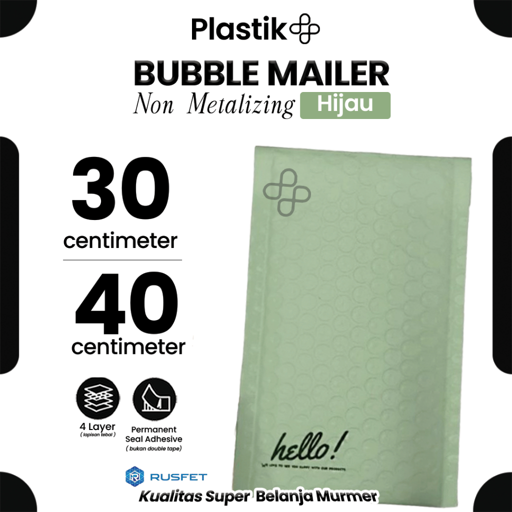 

Amplop Security Bubble Mailer Green Matte (Hijau) 30 x 40cm Premium Solid Color Rusfet Harga Satuan