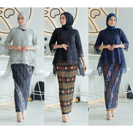 Kebaya Rinjani brukat  / baju wanita pesta party brukat lengan pendek  /   Kebaya brokat kondangan /