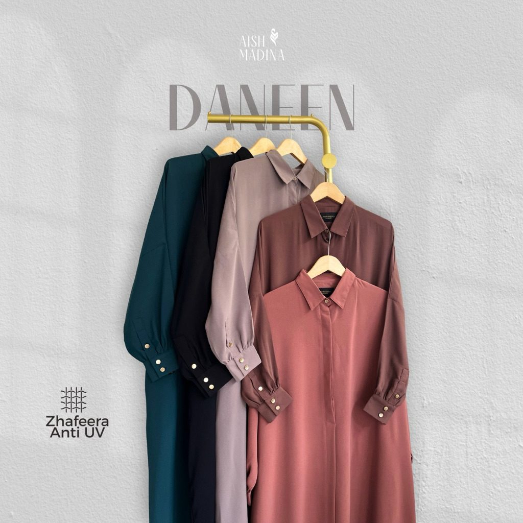 AISHMADINA Gamis Wanita Muslimah Bekerja Daneen Abaya Bahan Zhafeera Anti UV