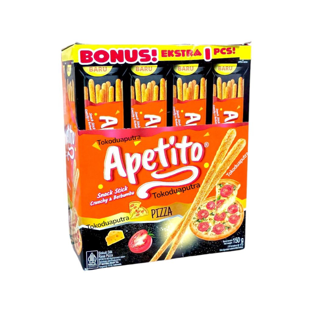 

Apetito pizza 1 box isi 10 bungkus / biskuit Apetito tomat snack stick 15 gr