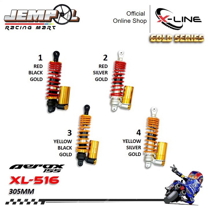 Xline Shock Shockbreaker Belakang Nmax / Aerox Ukuran 305mm Tabung Bawah Tipe 516 Original 100%