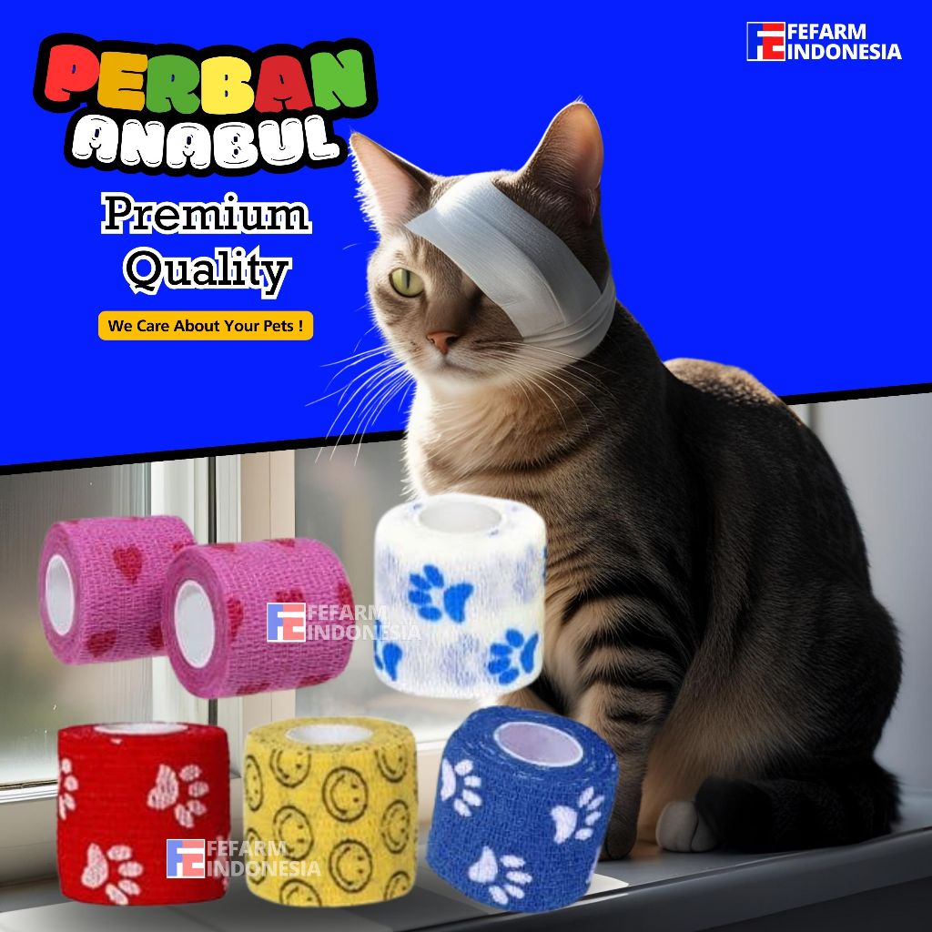 Perban Kucing Patah Tulang Kaki Elastis/Perban Berperekat/Cohesive Bandage Kucing dan Anjing FEFARM