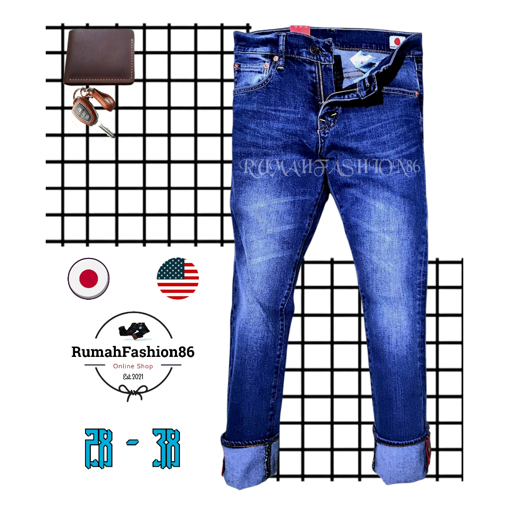 [FREE ONGKIR XTRA] JEANS SLIM FIT PRIA DENIM SELVEDGE ORIGINAL - CELANA PANJANG CASUAL JAPAN / USA