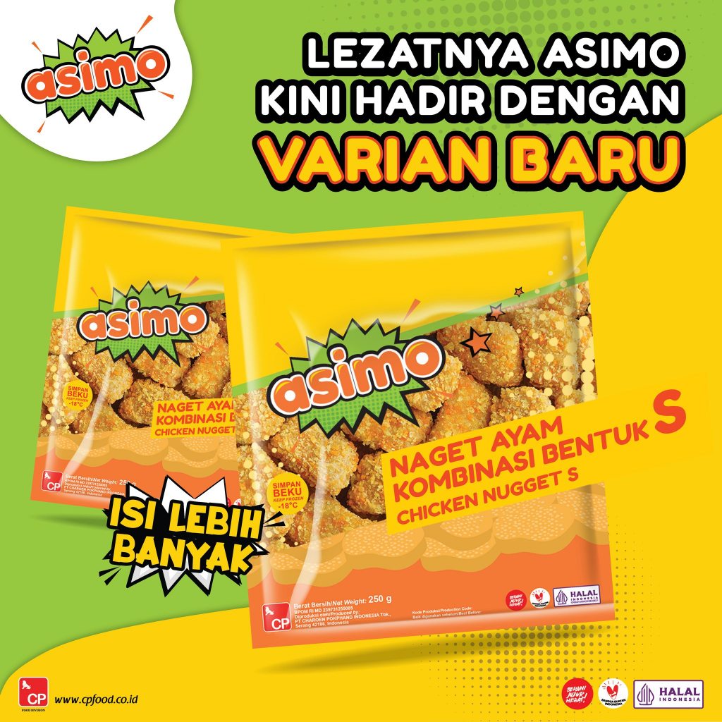 

ASIMO Nugget Ayam Bentuk S Stik Coin 250g 500g 1KG - Naget Ayam Kombinasi - Kheiza Frozen