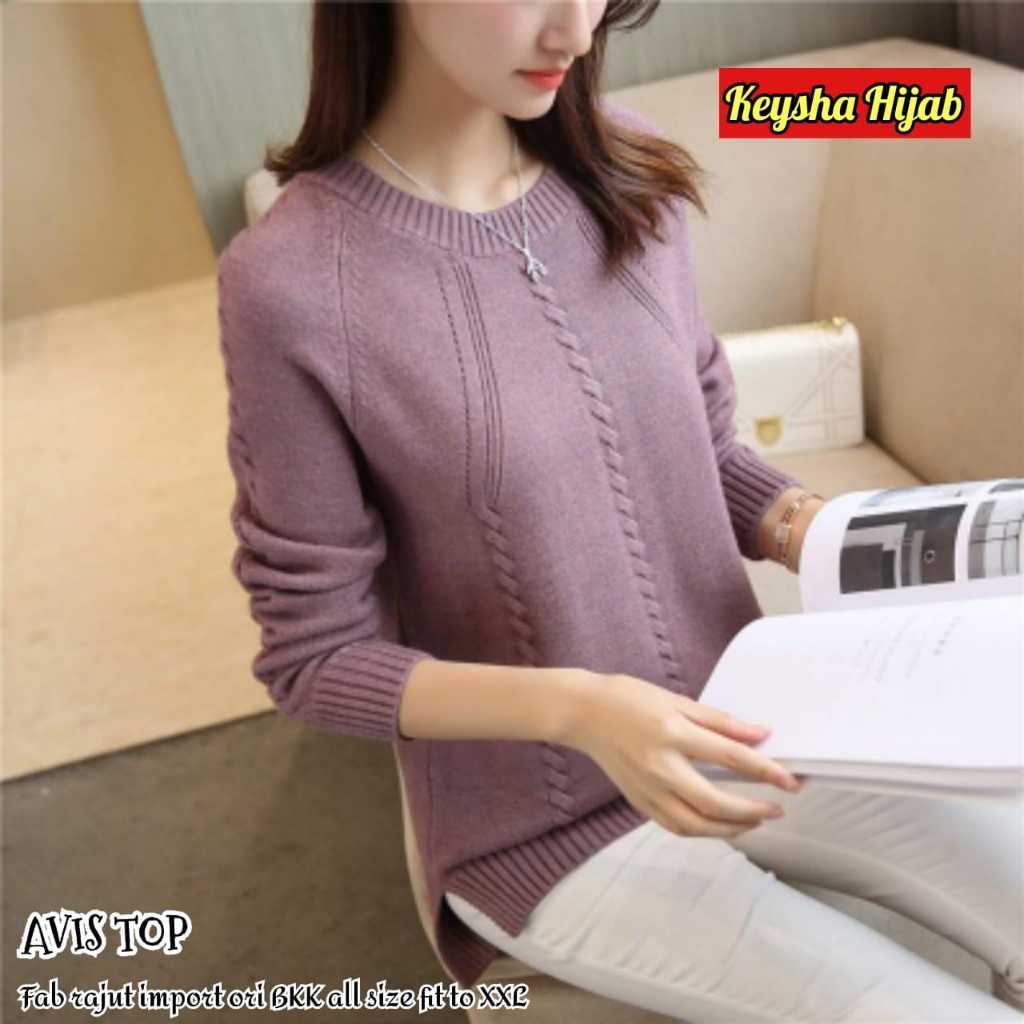 Avis Top sweater Atasan Rajut Knit Import Premium / Rajut Import ld 110 polos korean style terbaru