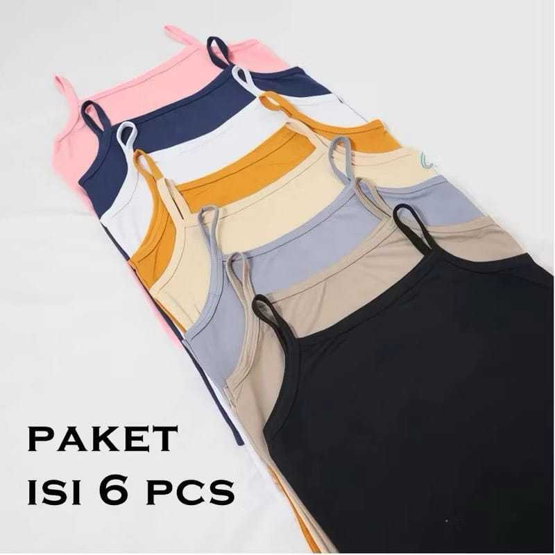 6 pcs Tank top Wanita Dewasa , Tank top Tali Kecil , Kaos Dalam Tank top Wanita Murah, Tank top Polo