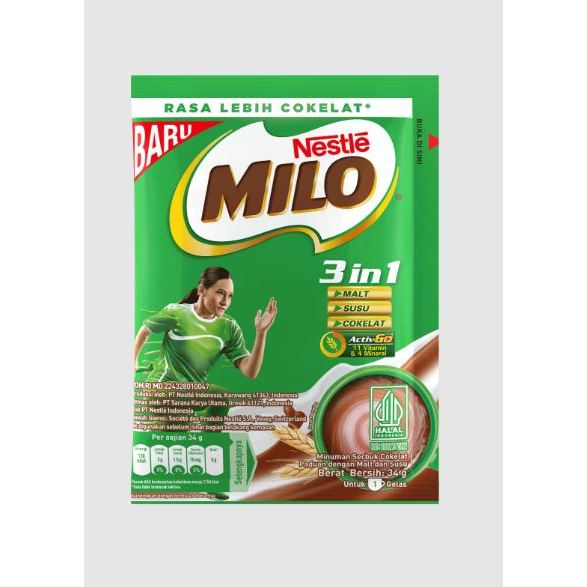 

Nestle Milo 3 in 1 Renceng - Milo Renteng isi 5 - bubuk cokelat milo - milo sachet - cokelat coklat bubuk milo - susu cokelat - susu milo