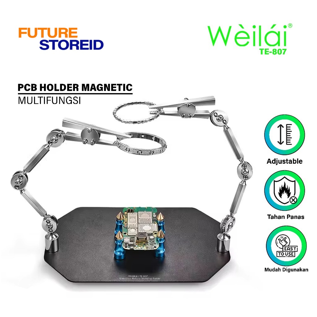 WEILAI PENJEPIT PCB & KACA PEMBESAR  TE-807 ORIGINAL - PCB HOLDER MULTIFUNGSI - RAGUM JEPIT PCB HOLD