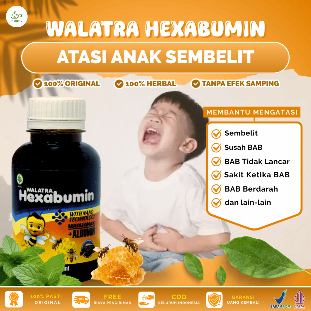 Hexabumin untuk Anak Sembelit, Susah BAB, BAB Tidak Lancar, Sakit Ketika BAB dan BAB Berdarah BPOM d