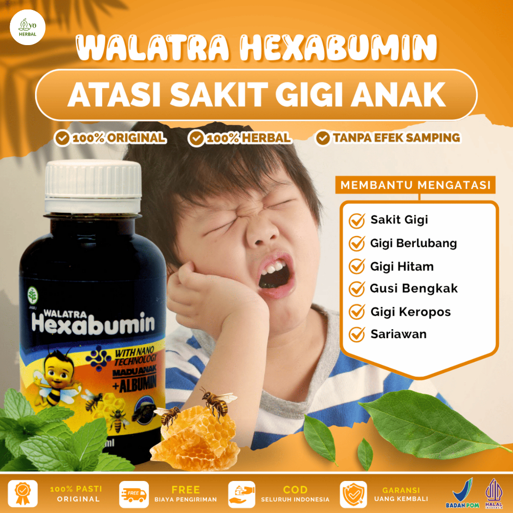 HEXABUMIN Untuk Sakit Gigi Pada Anak, Gigi Berlubang, Gigi Hitam, Gusi Bengkak, Gigi Keropos dan Sar