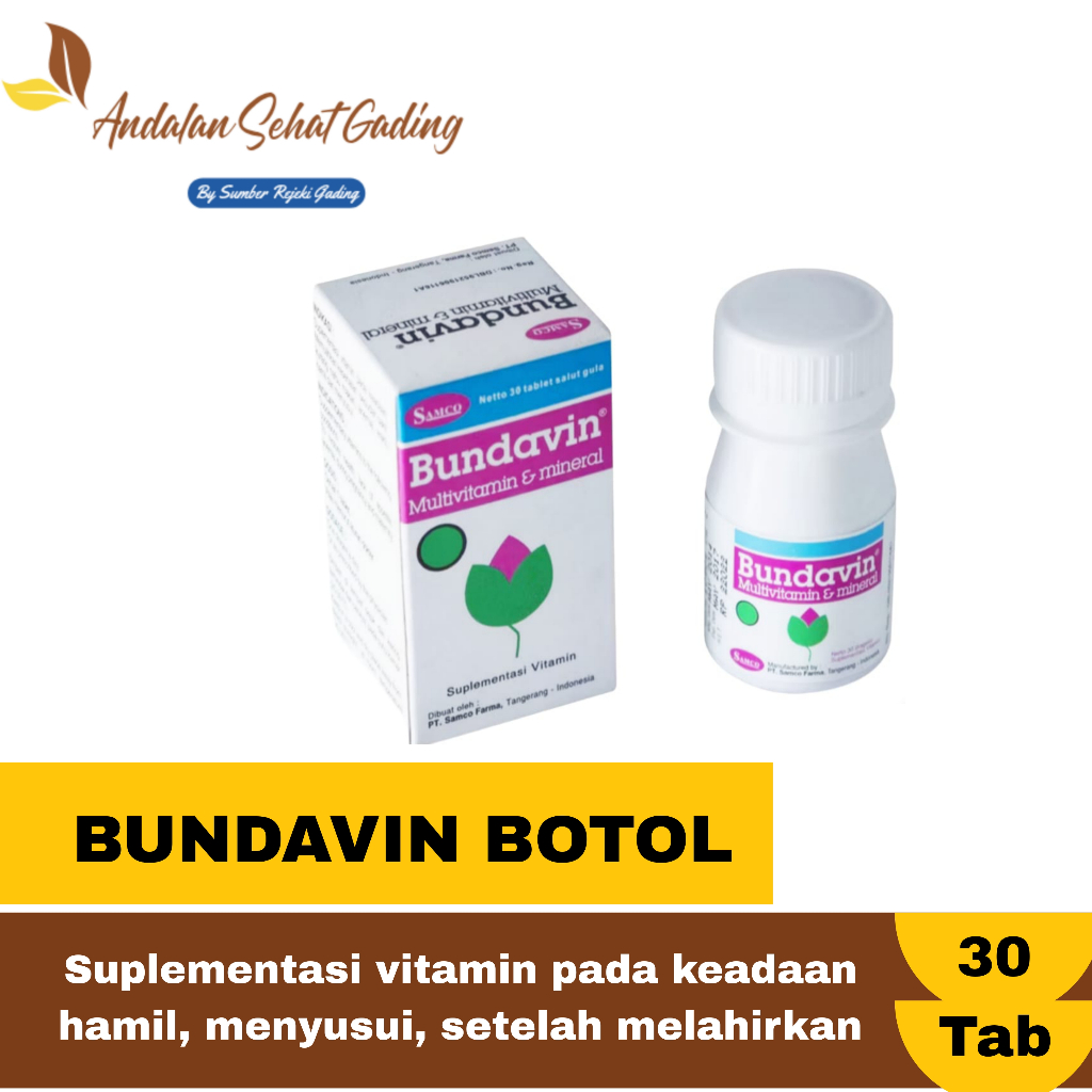 Bundavin Botol 30 Tablet - Multivitamin Ibu Hamil Menyusui