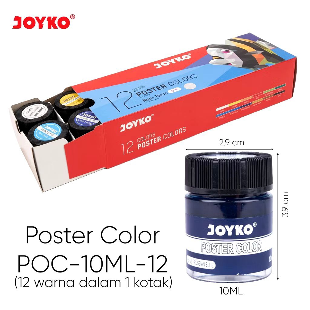 

Joyko POC-10ML-12 | Poster Color 12 Colors | Cat Poster 12 Warna