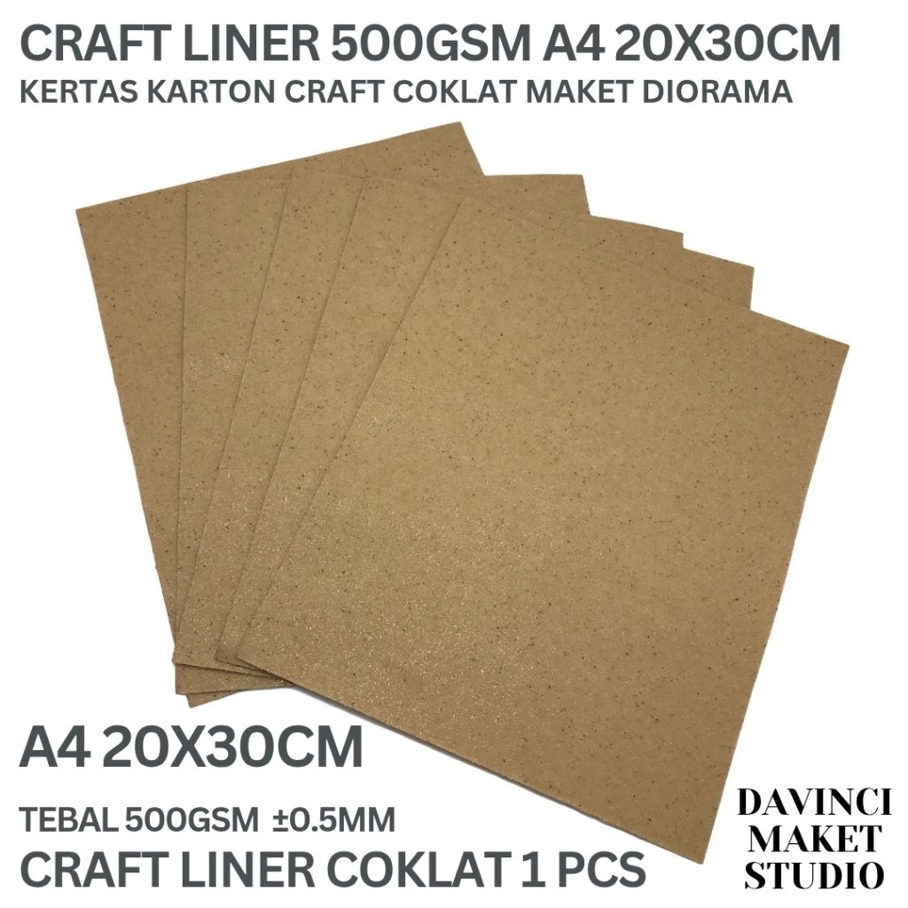 

(A4) Kertas CRAFT LINER CARTON KONSTRUK 500 gsm Tebal Bahan Maket - Coklat 500gr 0.5mm A4 20cm x 30cm Samson Paper Kertas Karton Bahan Maket Miniatur Diorama