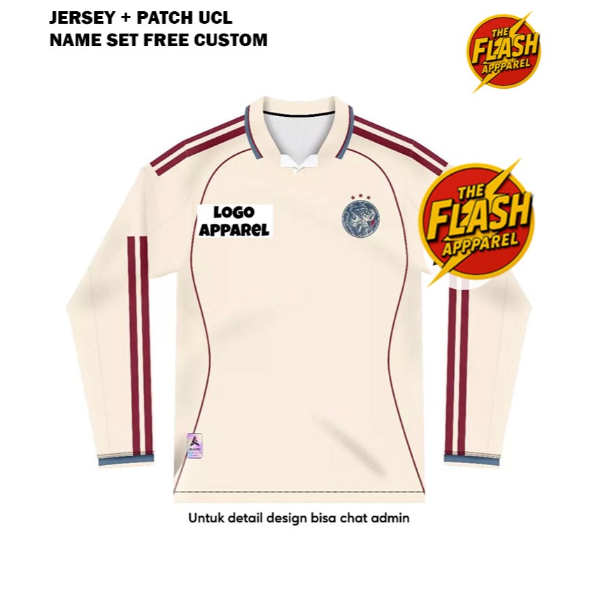 Jersey Ajax Amsterdam Away Third Longsleeve 2025/2026 - Jersey Ajax Longsleeve Third 25 26 Terbaru F