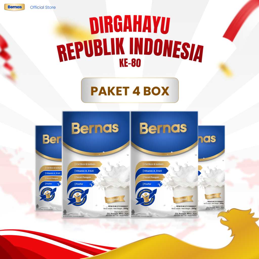 

BERNAS - Paket Optimal Isi 4 Box Susu bubuk import Sumber Protein dan Kalsium