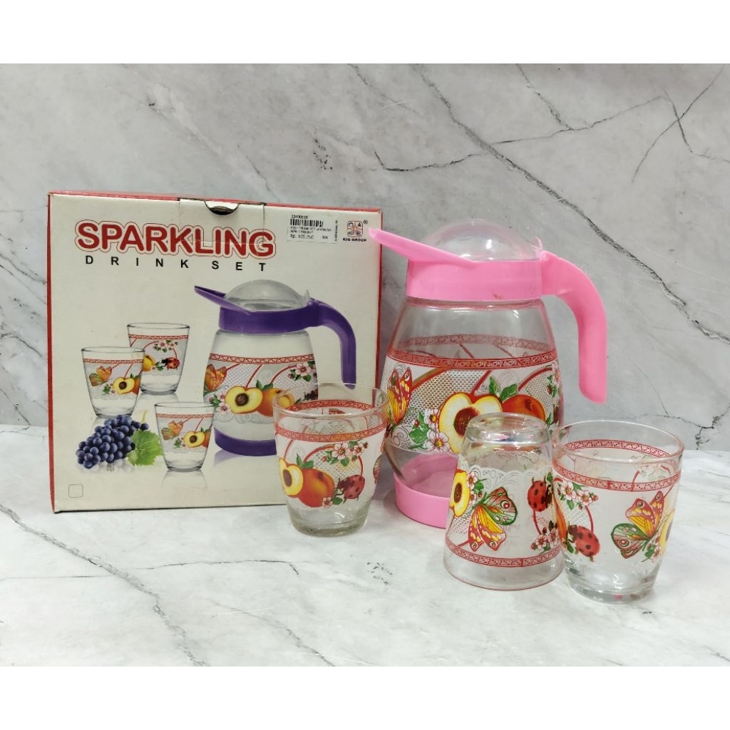 GELAS KACA SET + PITCHER SPARKLING KIG GROUP / PITCHER SET / GELAS TAMU / GELAS TEH - KIG GROUP