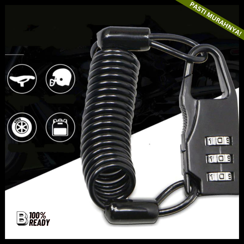 Kunci Helm 3 Digit / Kunci Helm Sepeda / Kunci Gembok Sepeda Password Lock / Kunci Pengaman Helm