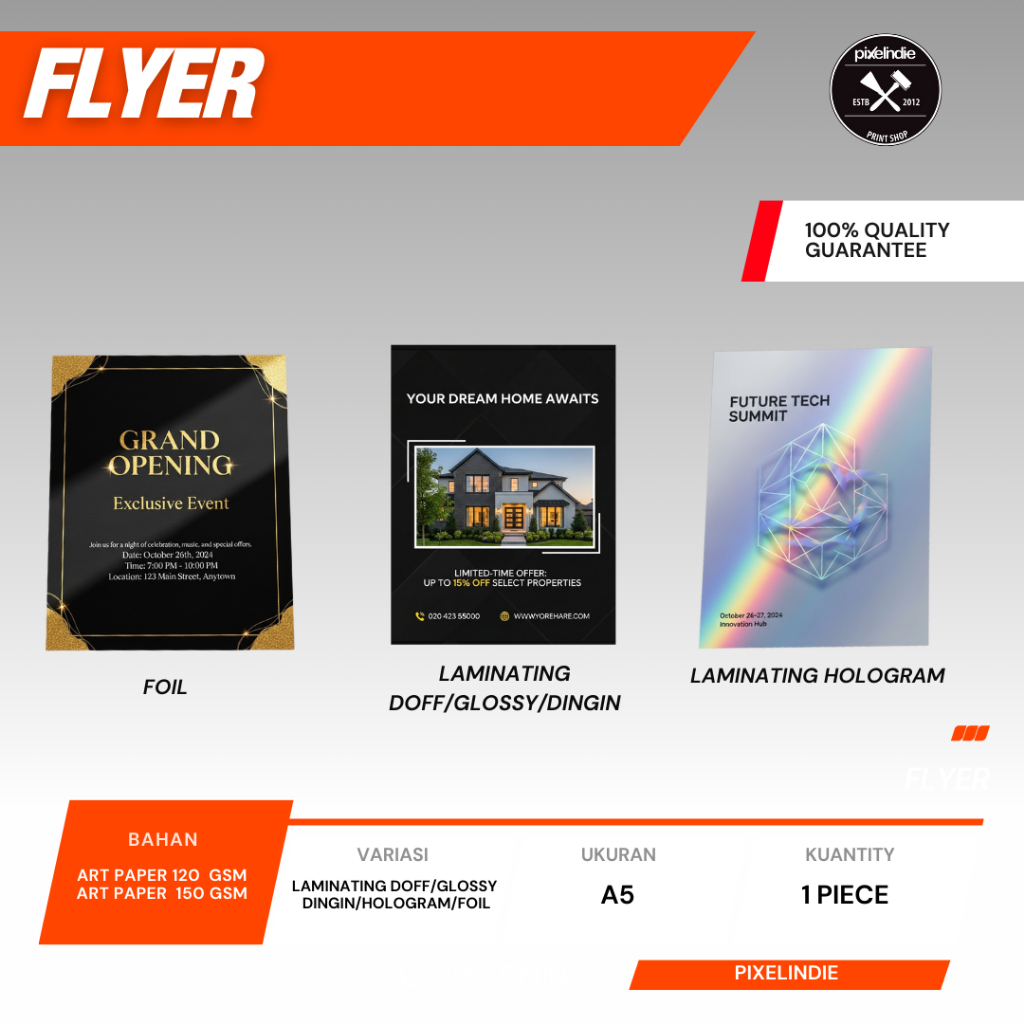 

CETAK FLYER A5 | 1 & 2 SISI | ART PAPER 120 & 150GSM