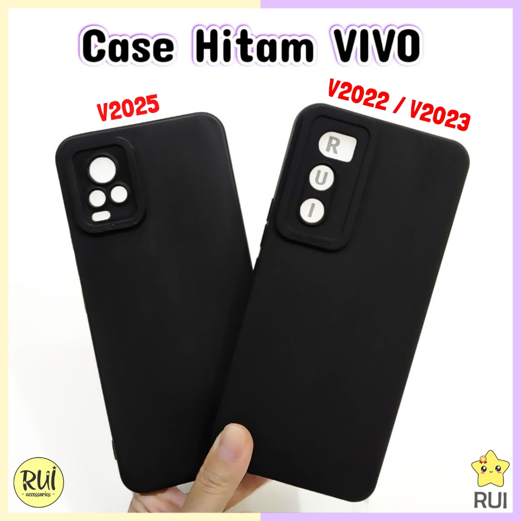 Case Hitam VIVO V2025 V2022 V2023 V20 SE Softcase Protect Black Polos Lentur Silikon HP Ruiacc