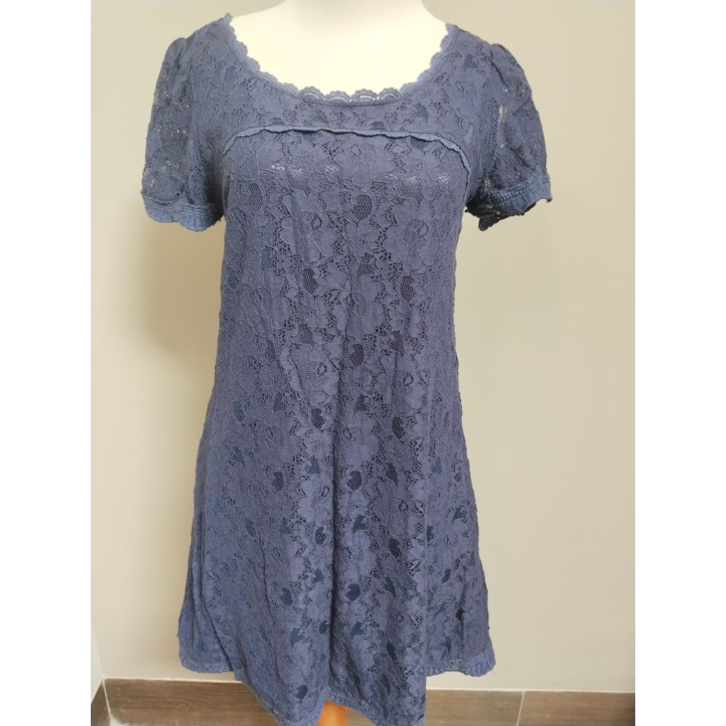 Dress Brukat Navy