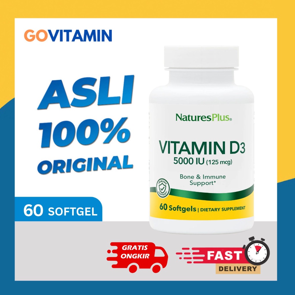 Natures Plus Vitamin D3 5000iu (60 Kapsul) - USA