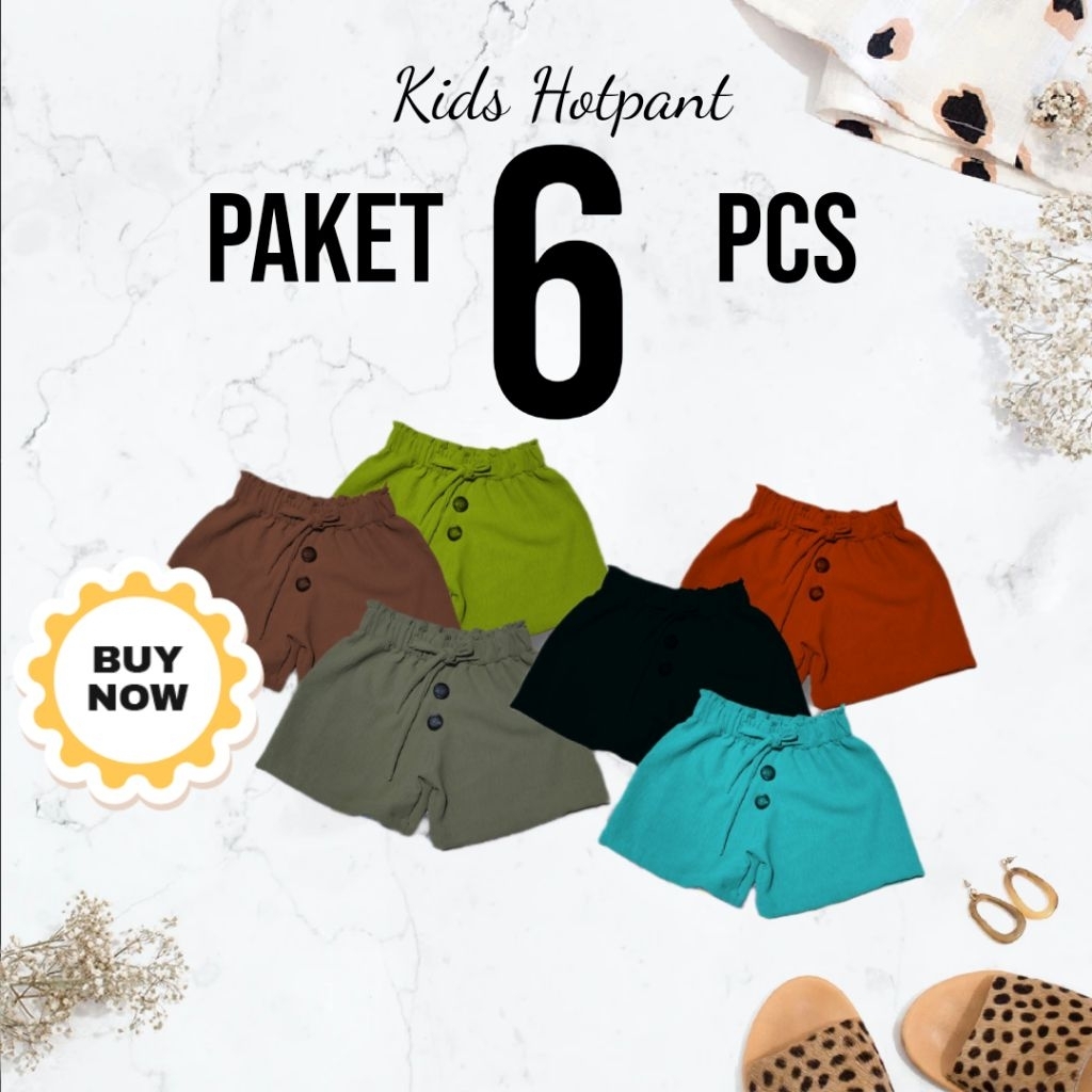 Kids Fashion Hotpant Celana Pendek Anak Perempuan Usia 3,4,5 Tahun kain Rayon Crinkle Air Flow Premi