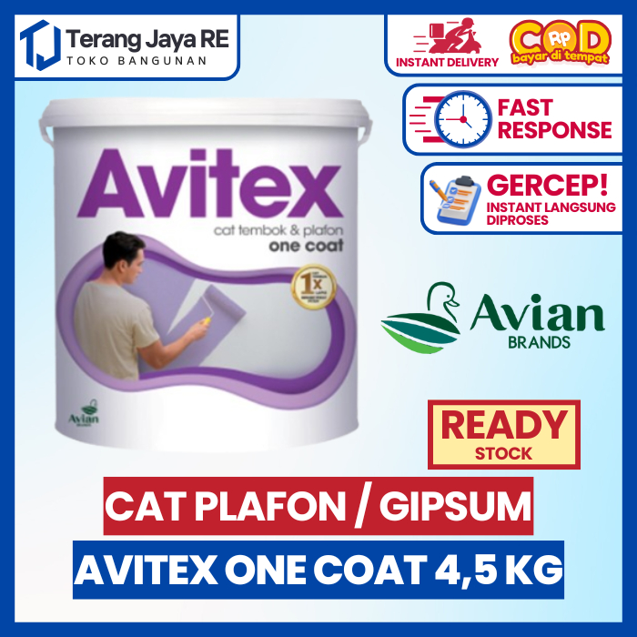 Cat Tembok Plafon AVITEX ONE COAT - Hasil Warna PUTIH