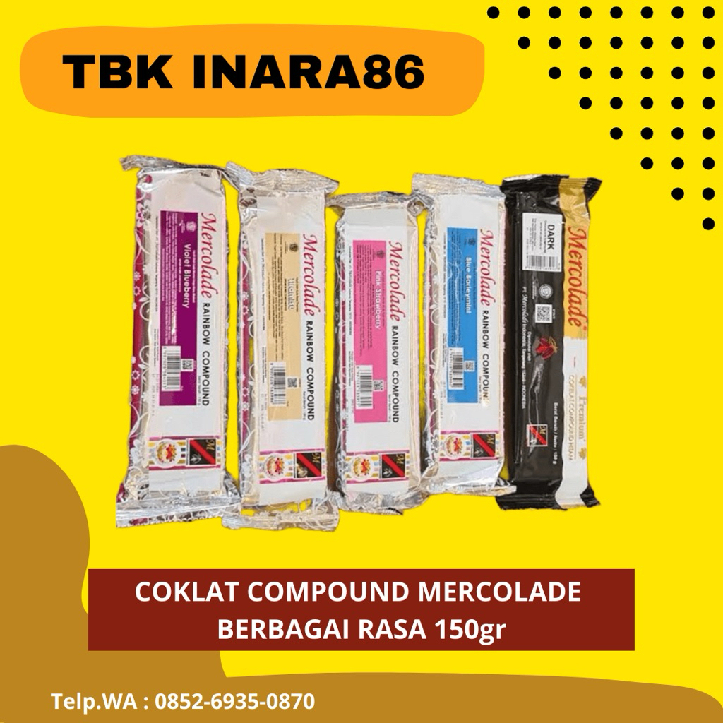 

Mercolade 150g Coklat Batangan Compound – Dark, Violet Blueberry, Tiramisu, Pink Strawberry, Blue Barleymint