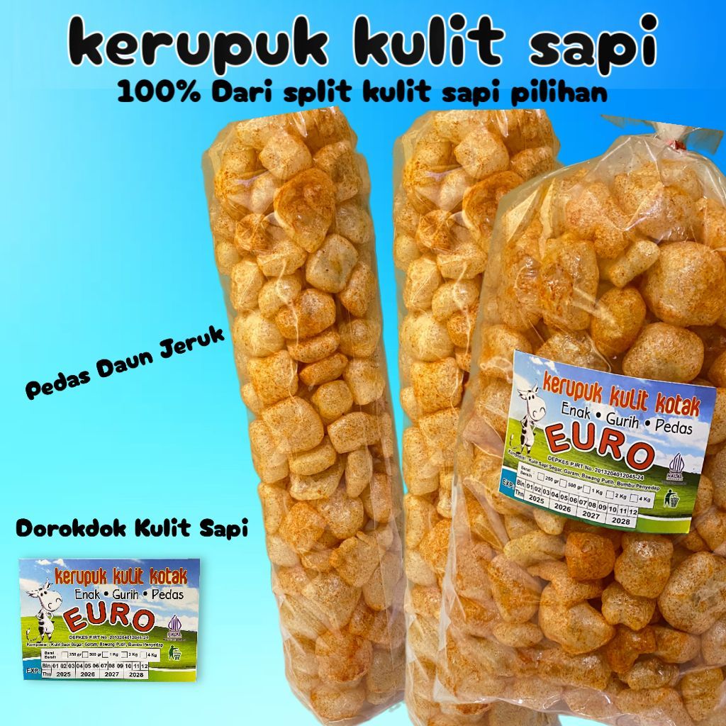 

KERUPUK KULIT SAPI RAMBAK SAPI ASLI DOROKDOK ANEKA RASA SUPER RENYAH 1 BAL 200 GR