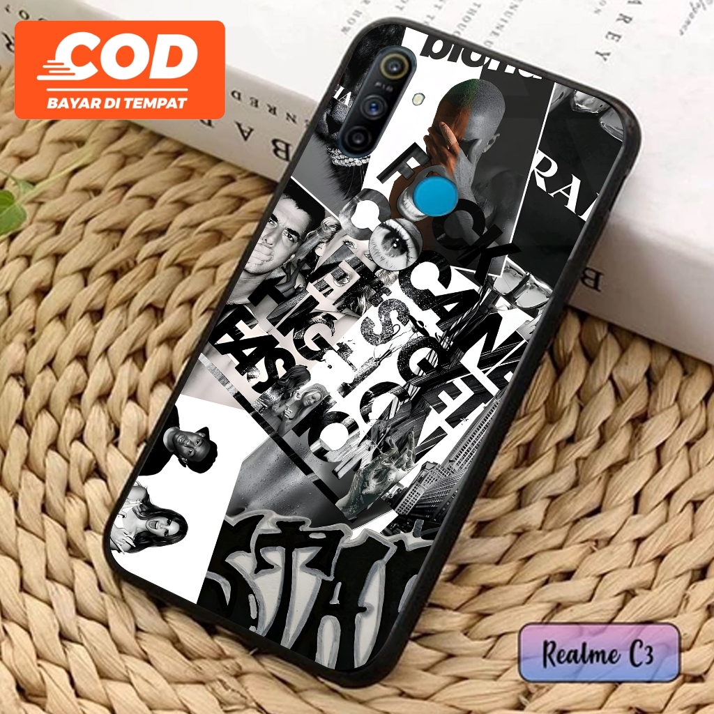 Santa Case - Casing Realme C3 - ( Motif AESTHETIC HITAM ) - Case Hp - Casing Hp - Softcase Hp - Soft