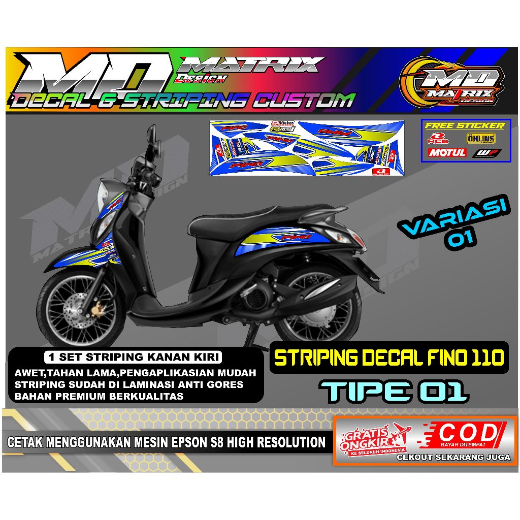STRIPING DECAL VARIASI YAMAHA FINO 115 | TIPE 01