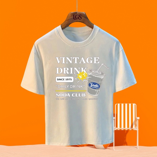 Kaos Vintage Drink Soda Club~【COD】Kaun Crewneck Vintage Tren Korea 2025 / T-Shirt Couple Matching Un
