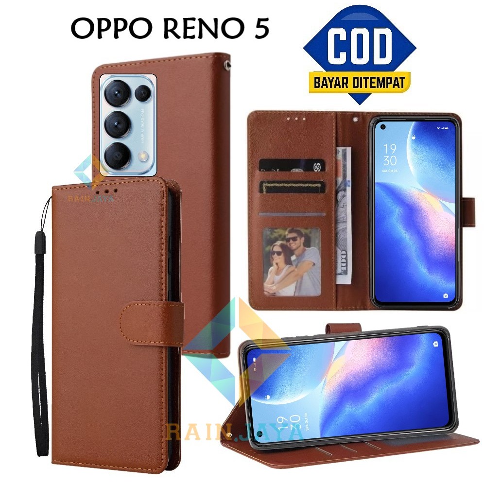 Flip Case Oppo Reno 5 Dompet Wallet Leather Case Premium Casing Hp Oppo Reno 5