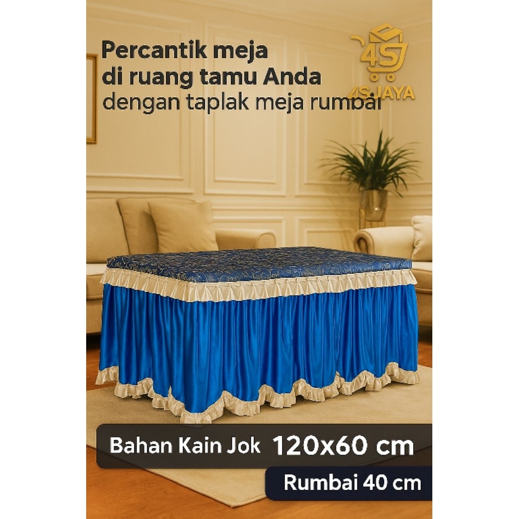 Taplak Meja Tamu Rumbai Elegan Bahan Kain Jok Premium 120X60 Cm Anti Kusut & Tahan Lama Tbk