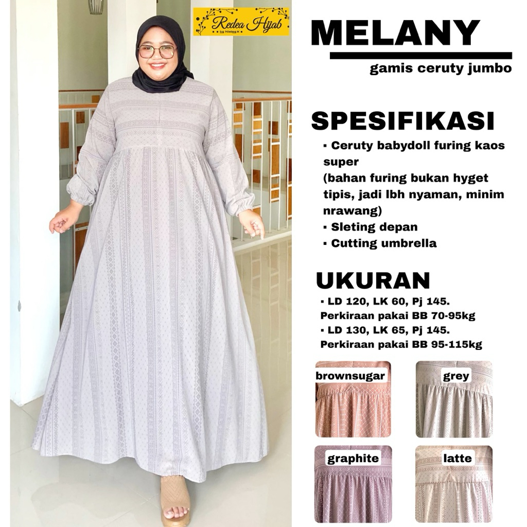 Gamis Wanita Muslimah Melany Jumbo Maxy Dress Bahan Ceruty Babydoll Full Furing Motif Garis LD120