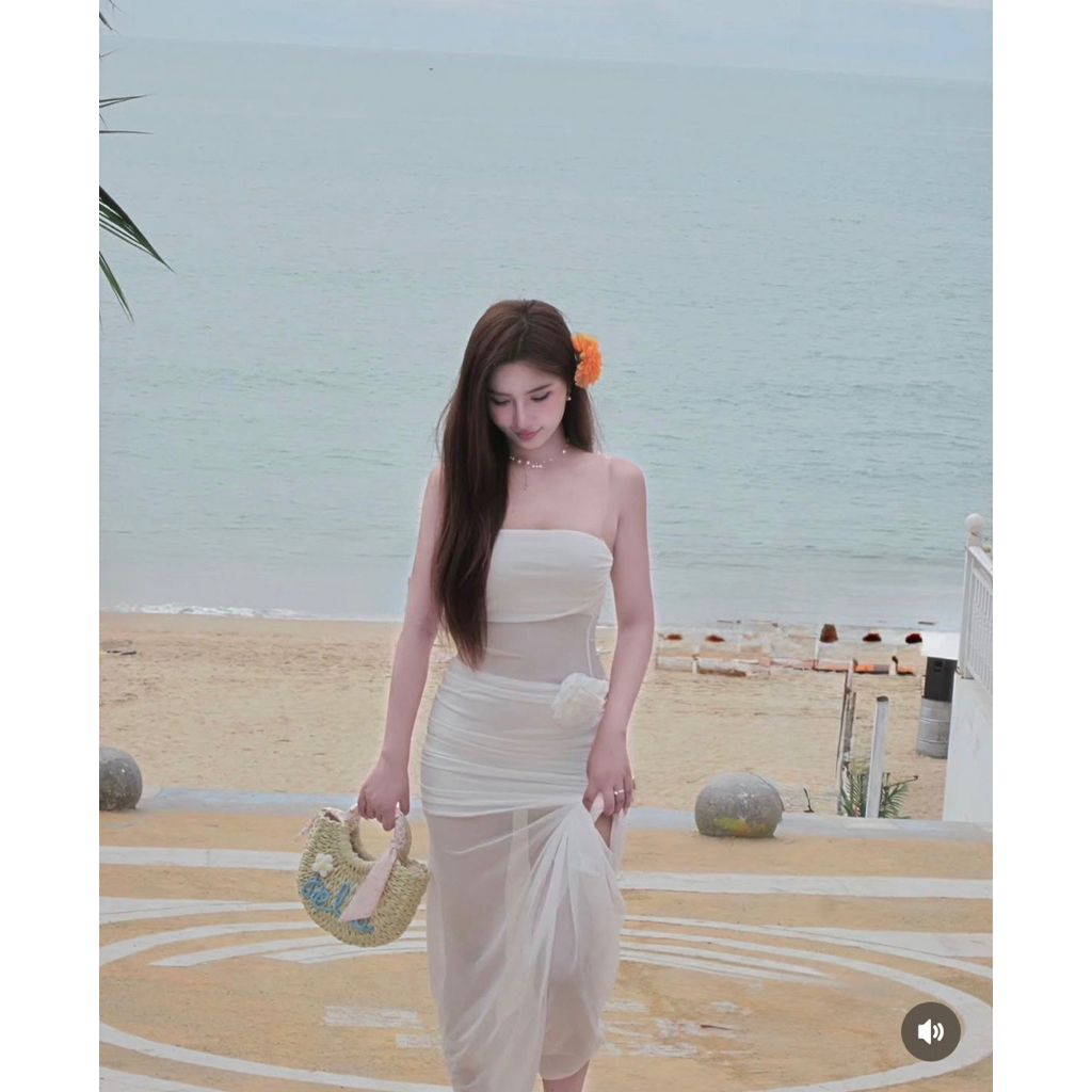 renata white dress pantai baju pantai premium quality