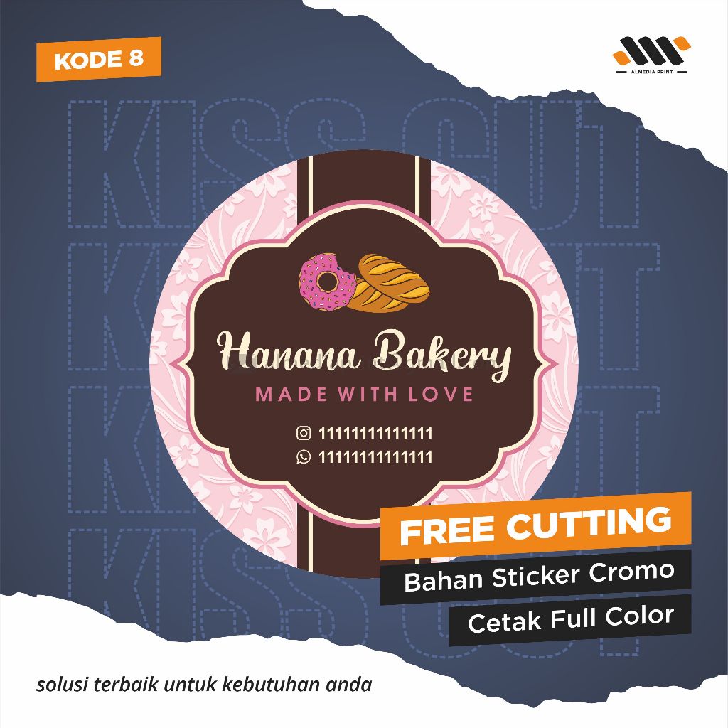 

(Isi 45-150 PCS) Cetak Stiker Cromo Vinyl Produk Kemasan Label Stiker Makanan Minuman (Free Cutting)