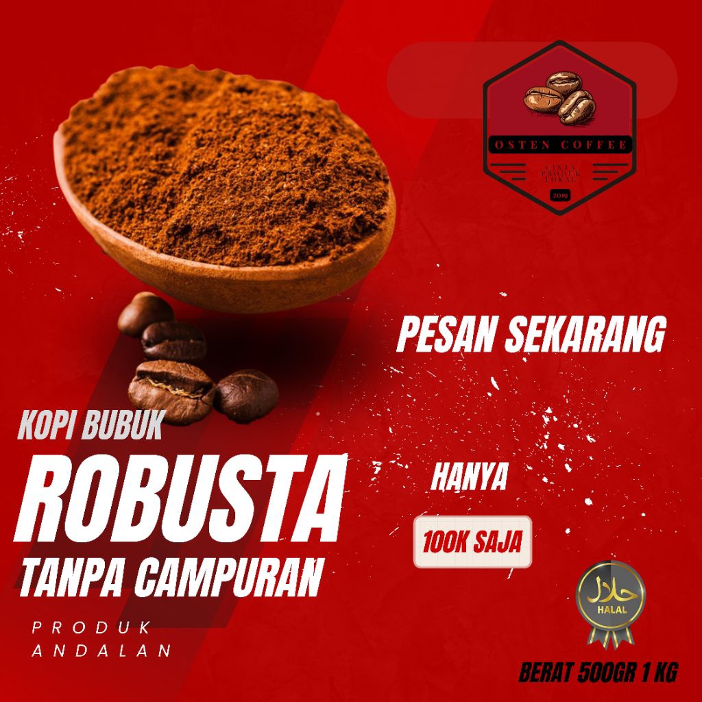 

Biji Kopi Bubuk Robusta Spesial Tanpa Campuran 500 gr, 1 kg