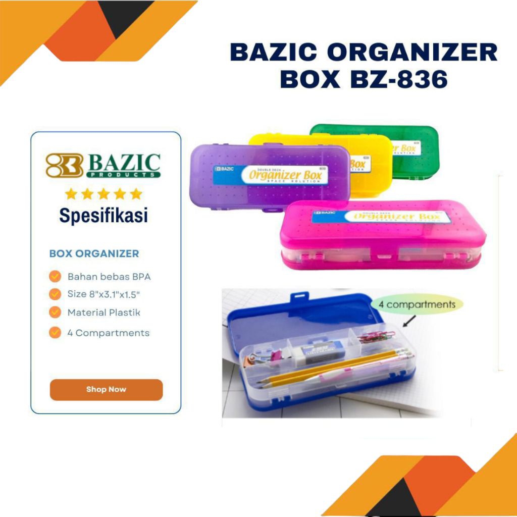 

Kotak pensil organizer bazic double deck kotak serbaguna