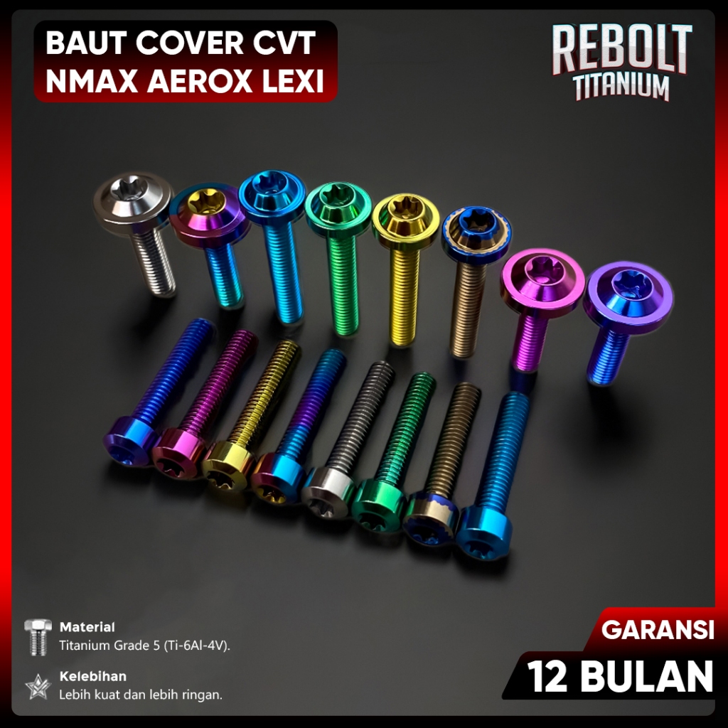 Baut Probolt Titanium Cover CVT Nmax Aerox Lexi Grade 5 REBOLT Titanium