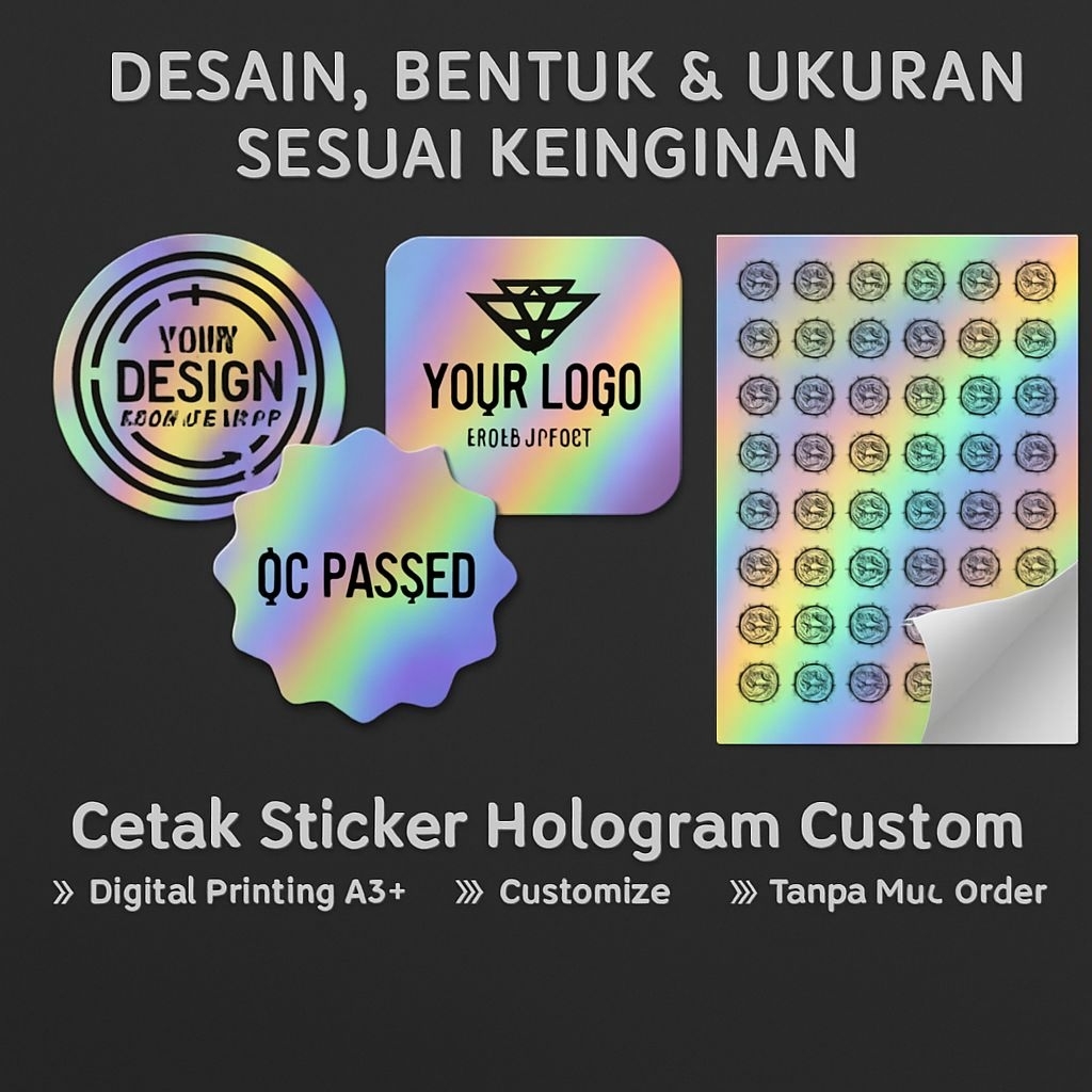 

600pcs Stiker Custom Produk Hologram