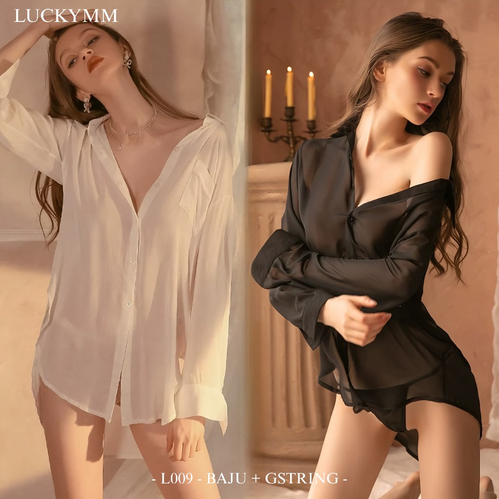 LUCKYMM 009 - Sexy Lingerie Kemeja Transparan M-XL Baju Tidur Lingerie Wanita / Baju Sexy Kemeja Ove