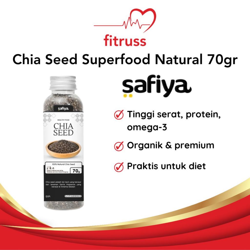 

SAFIYA Chiaseed Natural Organik Diet Chia Seed Premium Detox Biji Chia 70gr