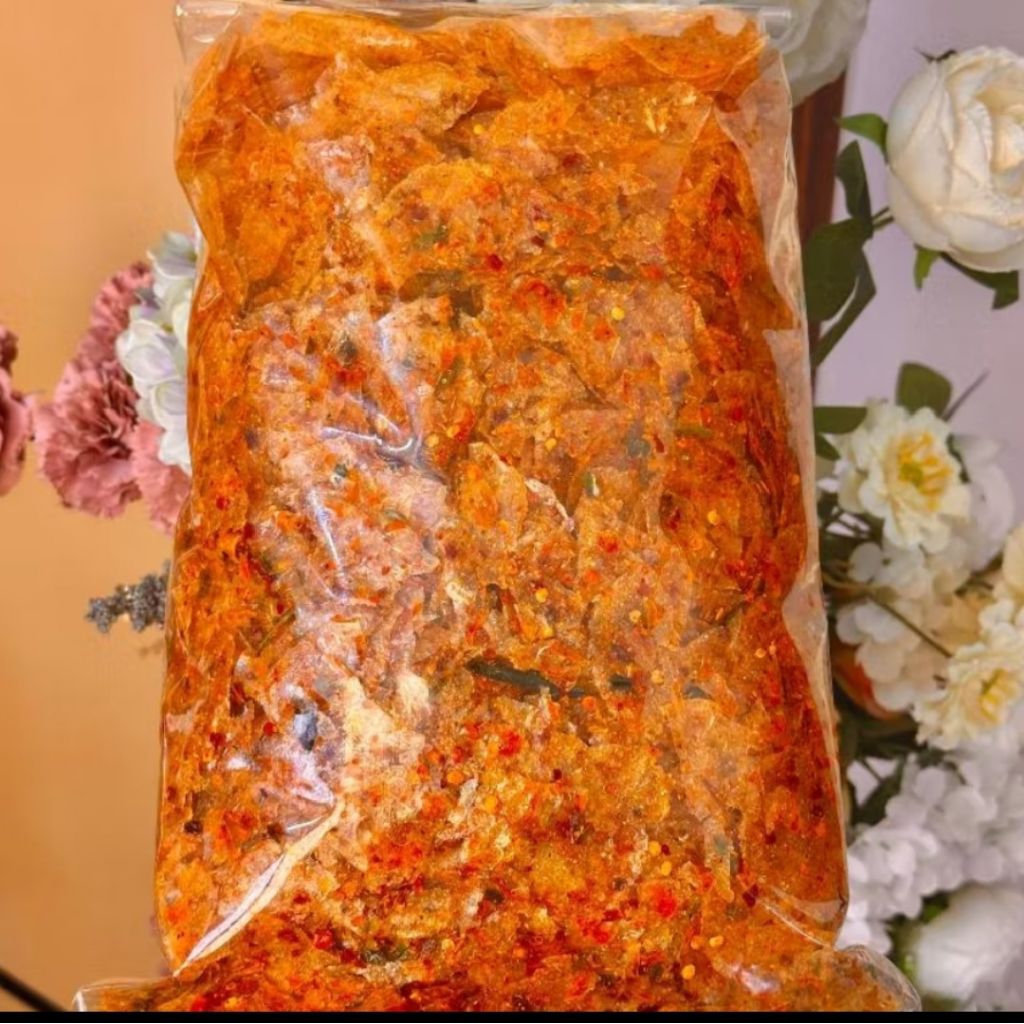 

Keripik kaca pedas daun jeruk 2500gr bumbu Melimpah