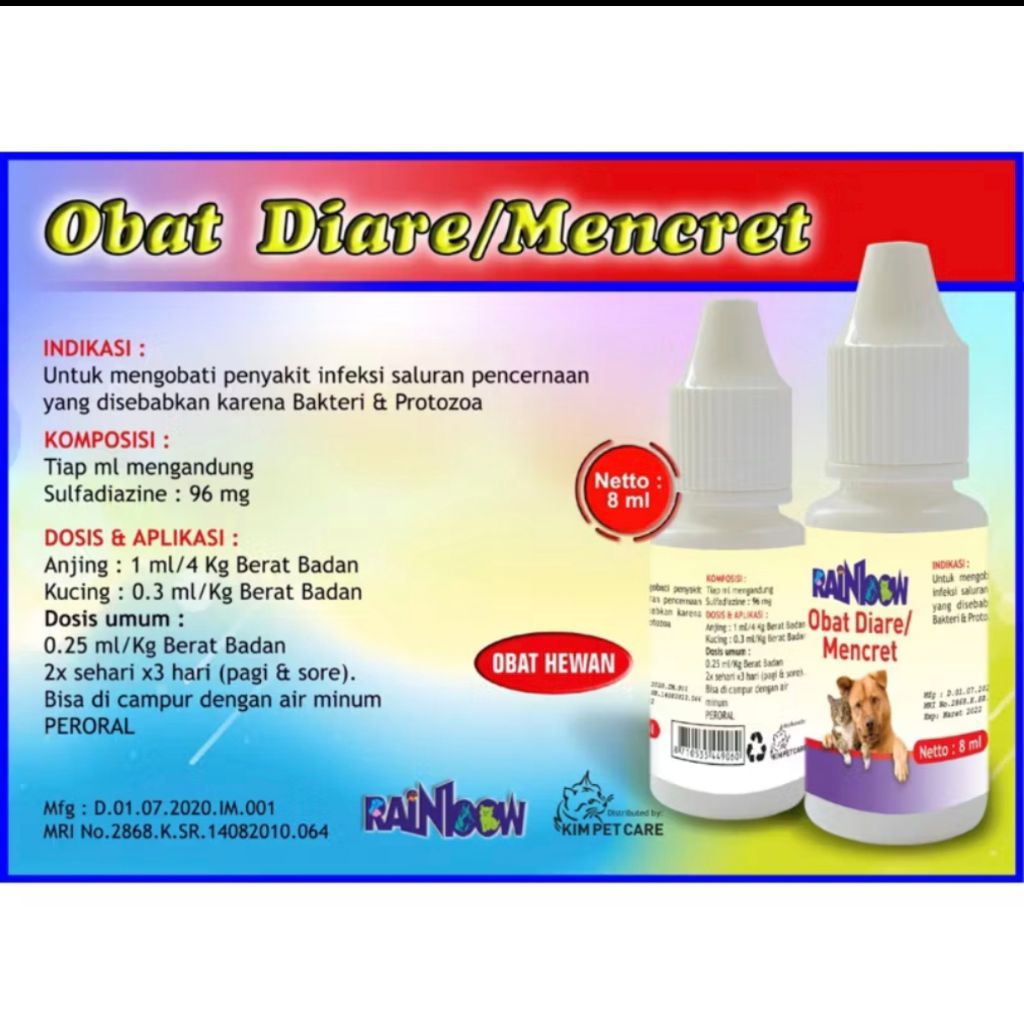 RAINBOW OBAT DIARE DAN MENCRET KUCING/ANJING