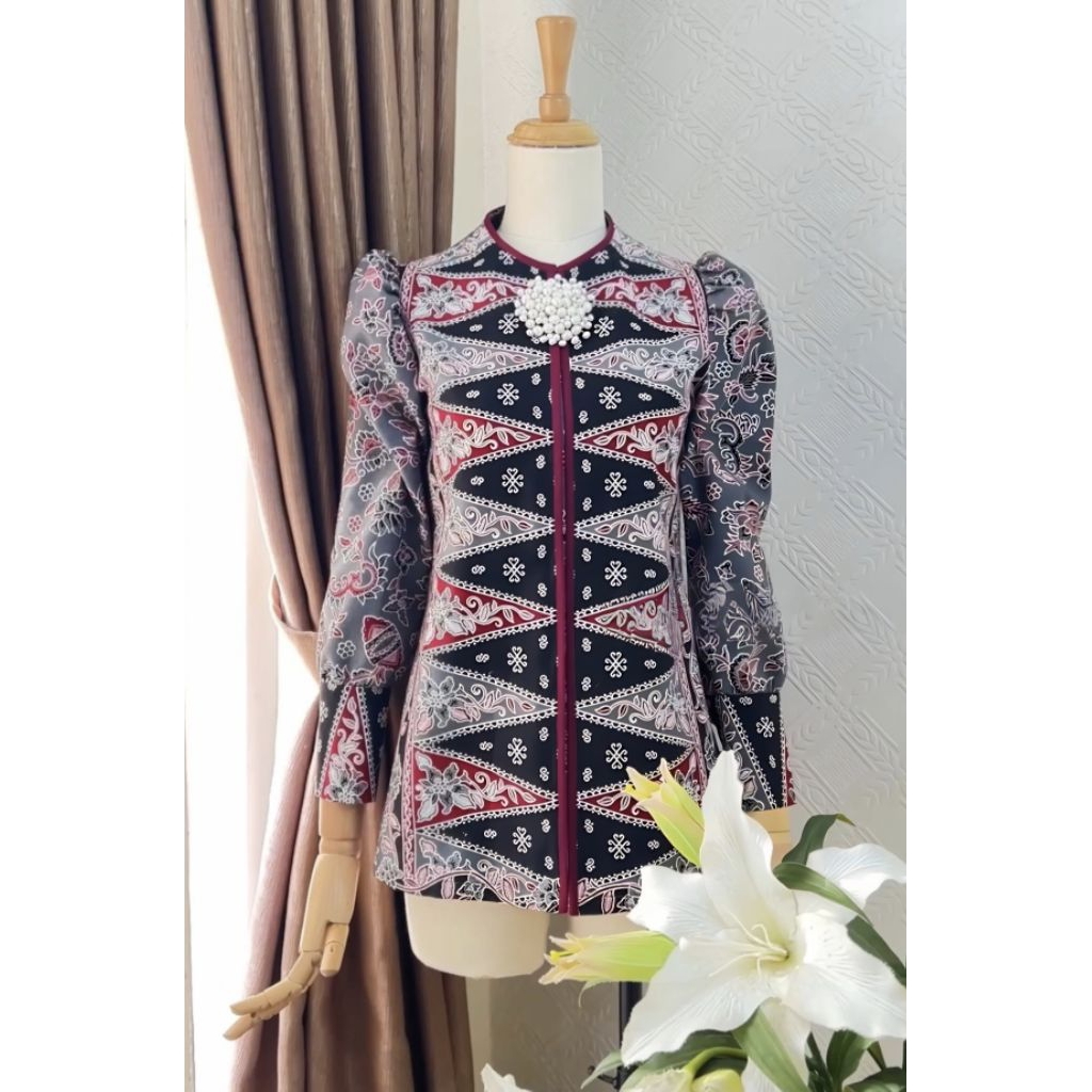 TENUN_GAYA batik wanita modern Blouse batik betawi tumpal atasan batik wanita blouse batik wanita