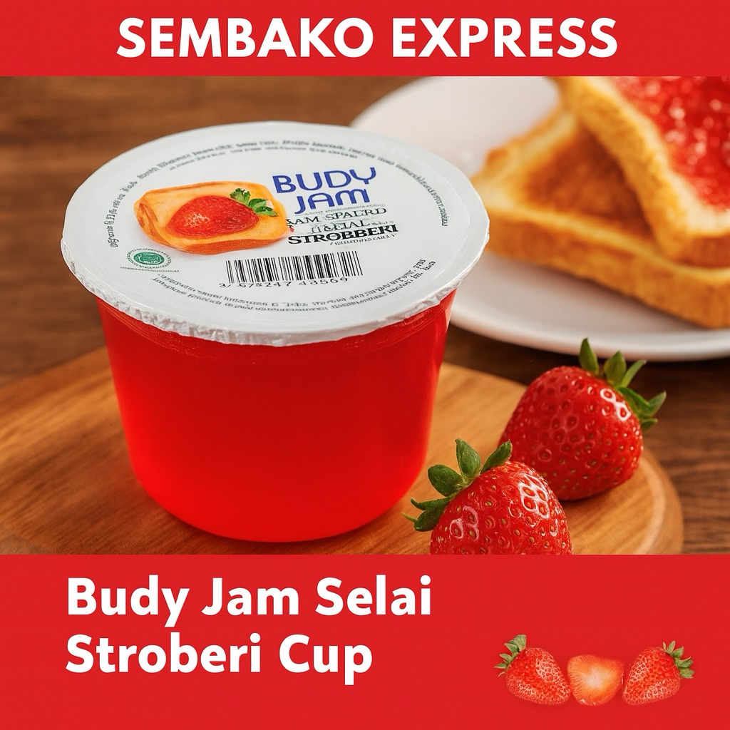 

Budy Jam Selai Stroberi Cup 150g – Rasa Buah Asli, Cocok untuk Roti & Kue