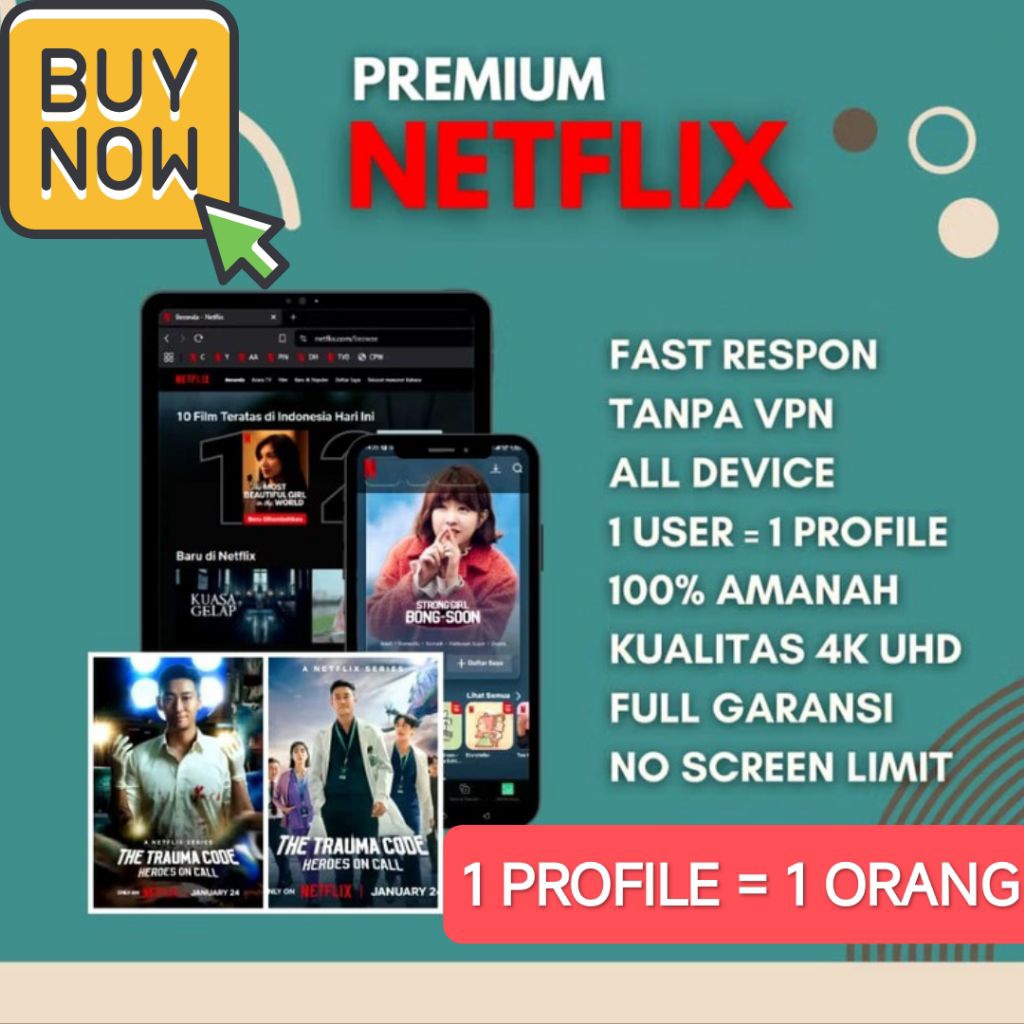 [NFX] Netflix premium Harian 1x24 jam full garansi