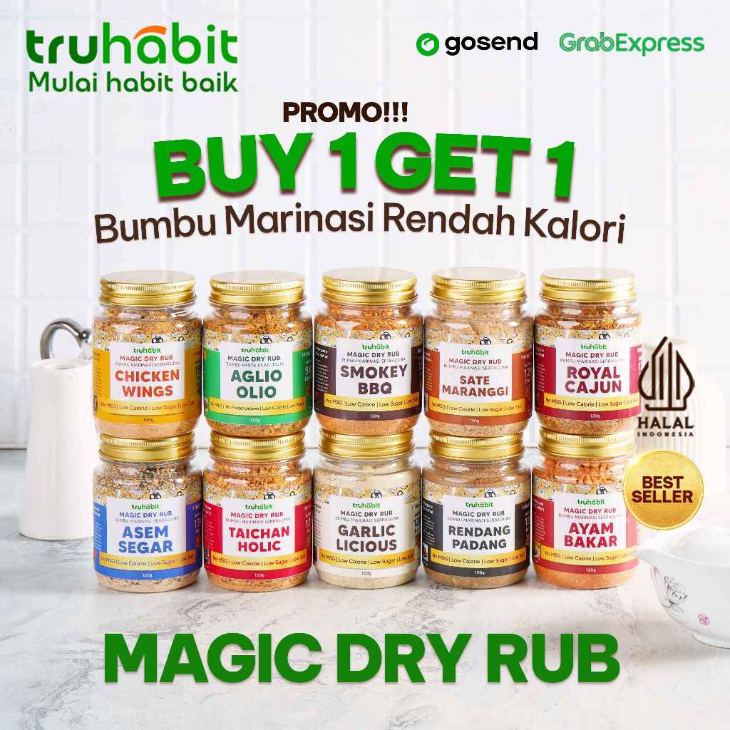 

TRUHABIT: MAGIC DRY RUB - 10 PILIHAN RASA | Bumbu Diet | Bumbu Instan | Dry Rub Bumbu Marinasi Ayam & Daging Diet | Bumbu Dapur Bubuk Lengkap Tanpa MSG & Pengawet | Rendah Kalori